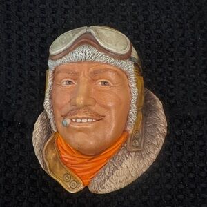 Vintage Bossons Chalkware Head Pilot Bust Sculpture